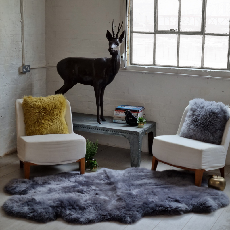 SHEEPSKIN RUG DOUBLE GREY