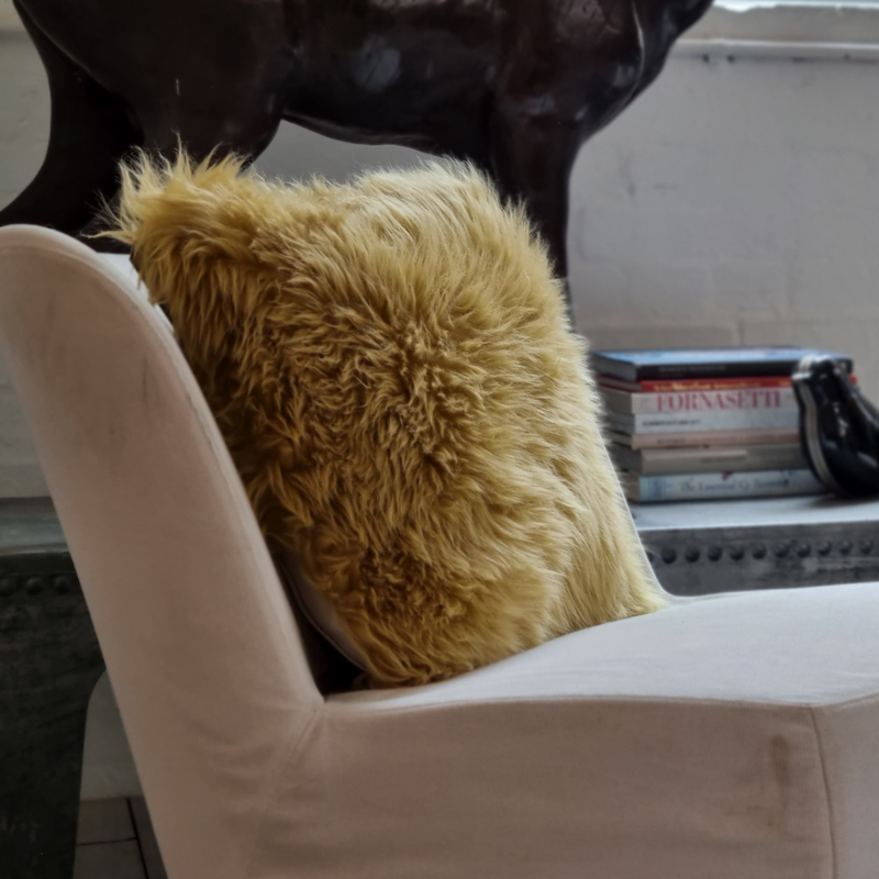 SHEEPSKIN CUSHION OCHRE LARGE
