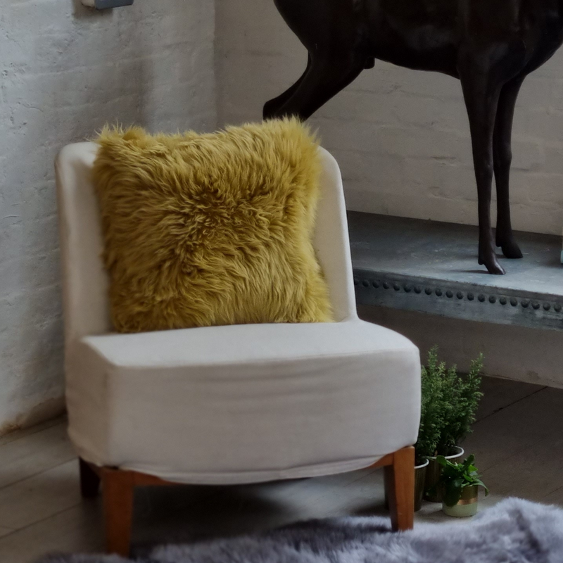 SHEEPSKIN CUSHION OCHRE LARGE