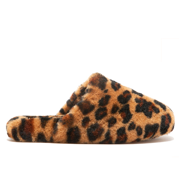 supasnug luxry pure sheepskin slipper with leopard print detail 