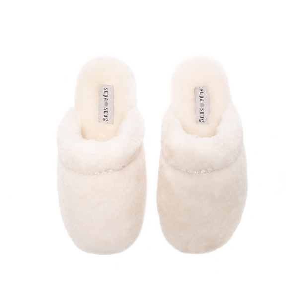 supasnug luxury pure natural sheepskin slipper with swarovski crystal jewel trim