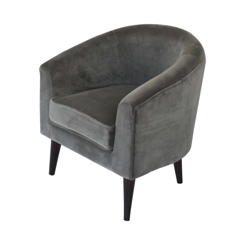 Grey Velvet Nordic Style Armchair