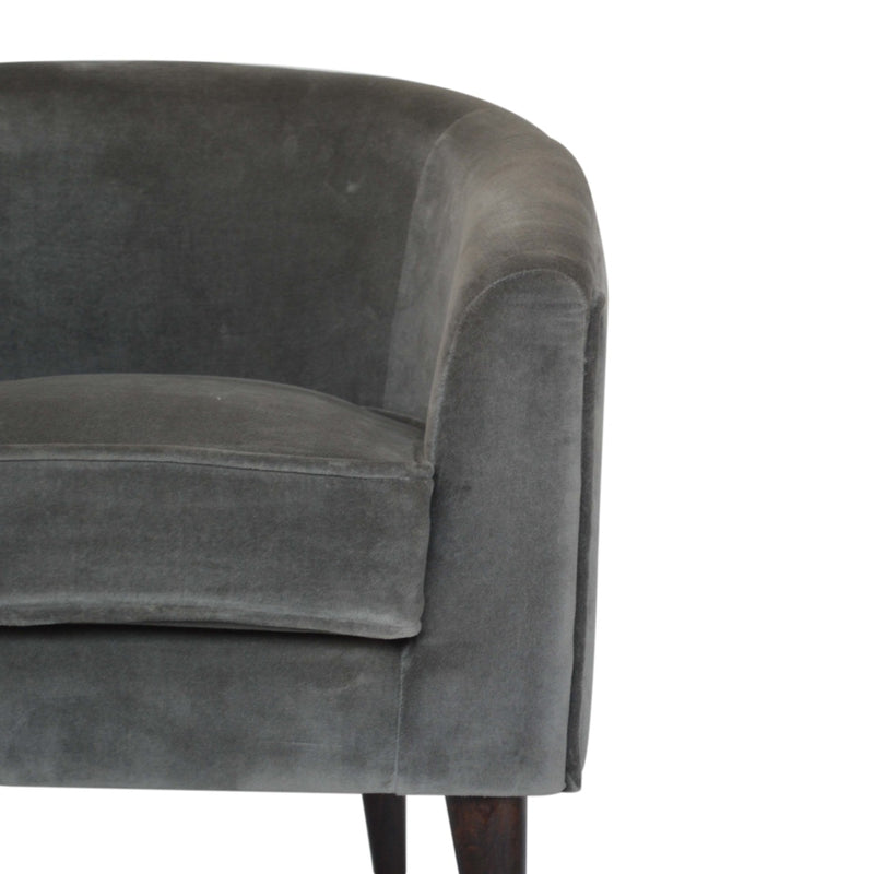 Grey Velvet Nordic Style Armchair