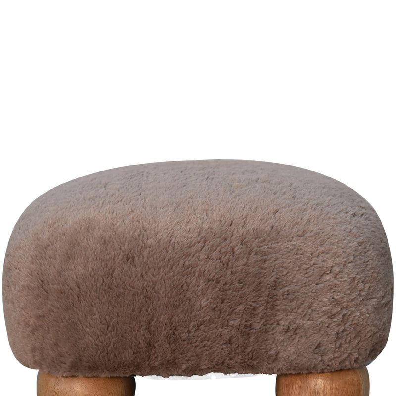 Mocha Faux Fur Nordic Footstool