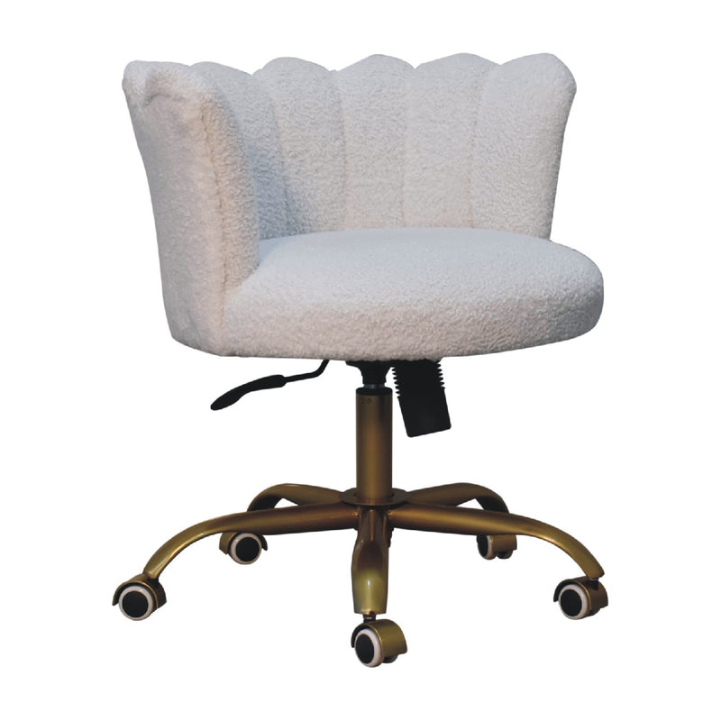 White Boucle Swivel Chair