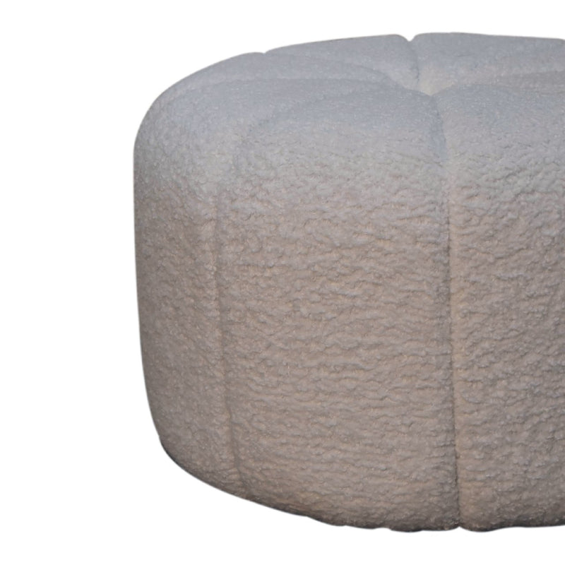 White Boucle Circus Footstool