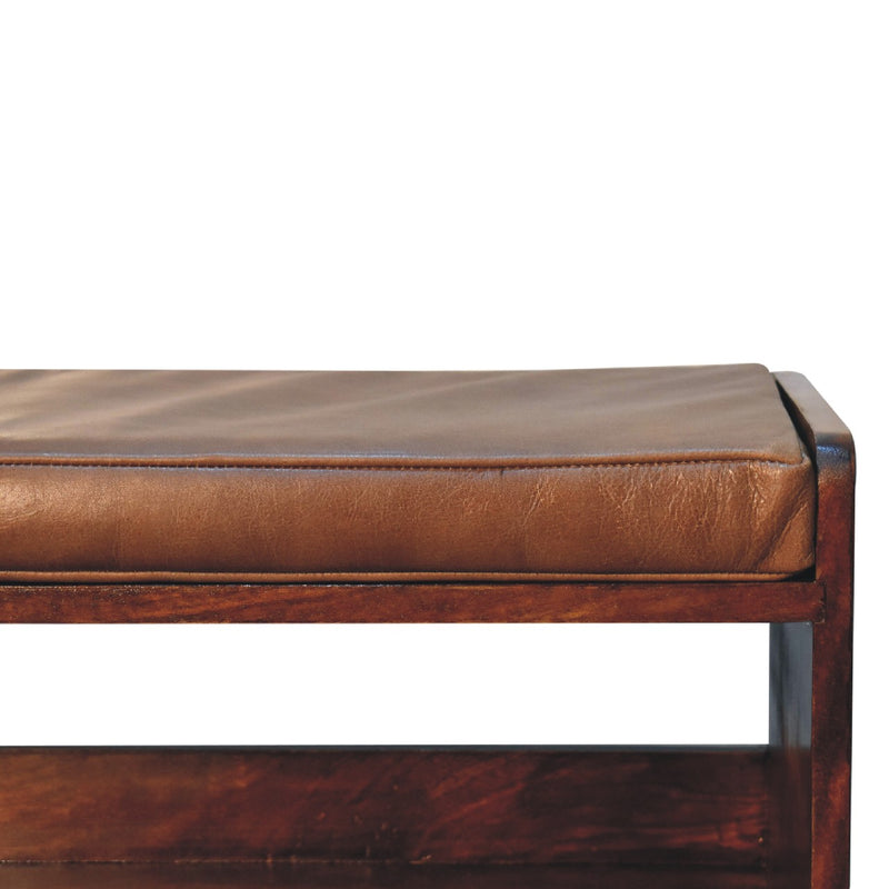 Chestnut Bench with Brown Leather Seatpad