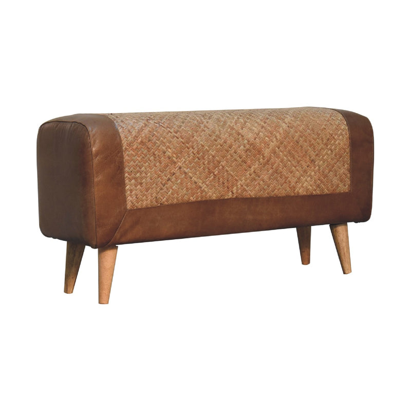 Large Seagrass Buffalo Hide Nordic Bench
