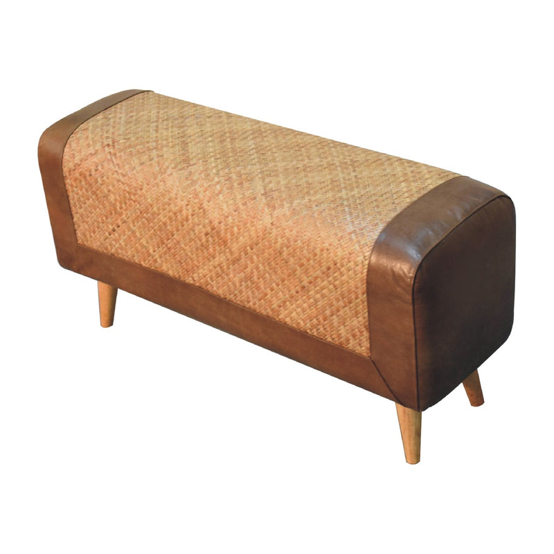Large Seagrass Buffalo Hide Nordic Bench