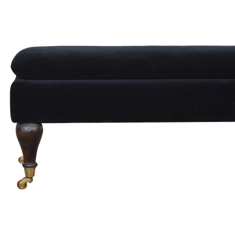 Black Velvet Castor Bench