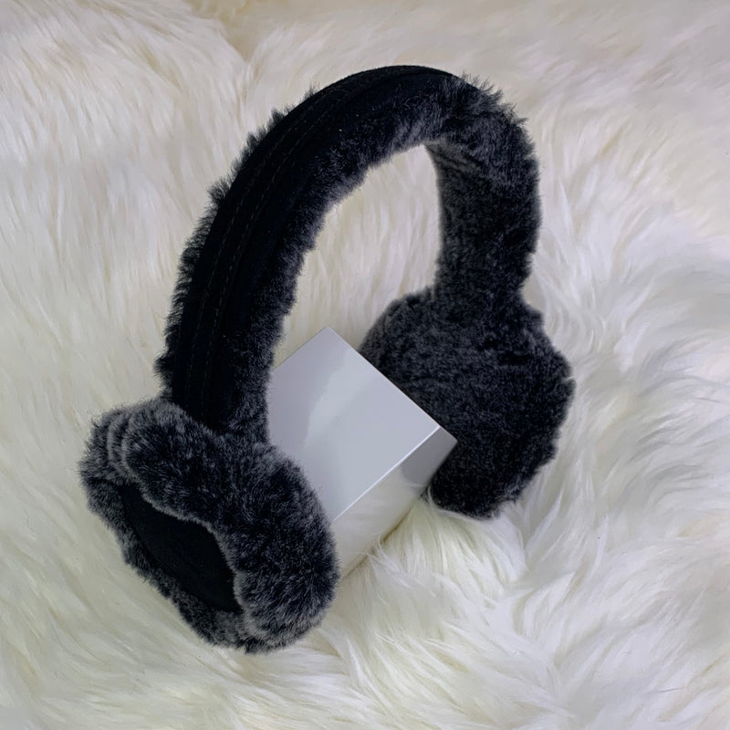 supasnug supa soft black sheepskin earmuffs warm and snuggly winter accessory 