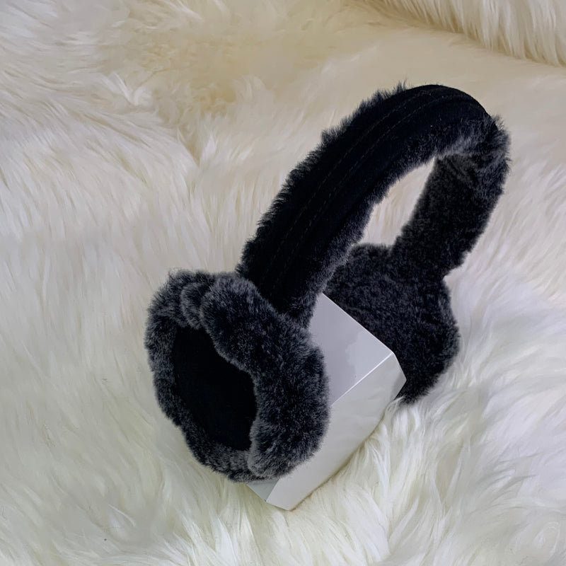 supasnug supa soft black sheepskin earmuffs warm and snuggly winter accessory 
