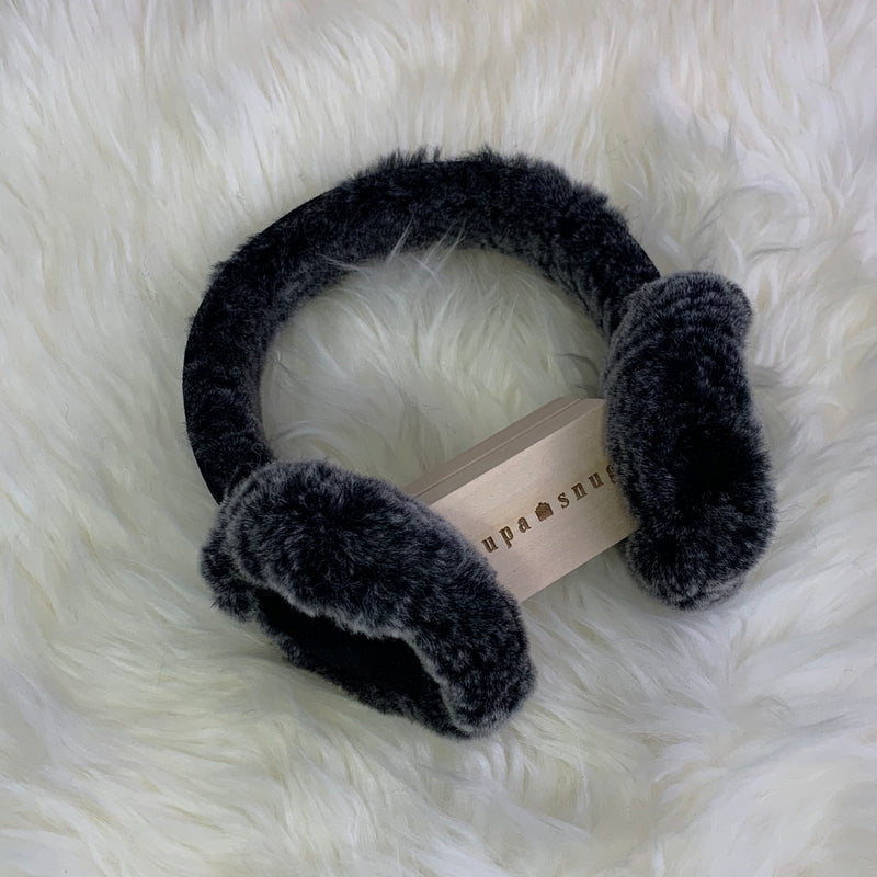 supasnug supa soft black sheepskin earmuffs warm and snuggly winter accessory 