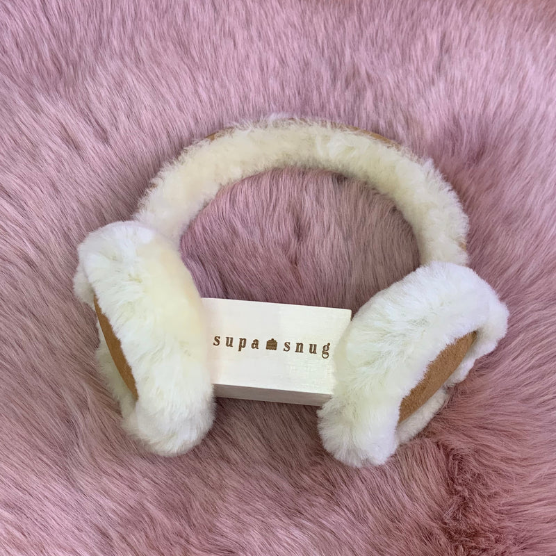 supasnug supa soft tan sheepskin earmuffs warm and snuggly winter accessory 