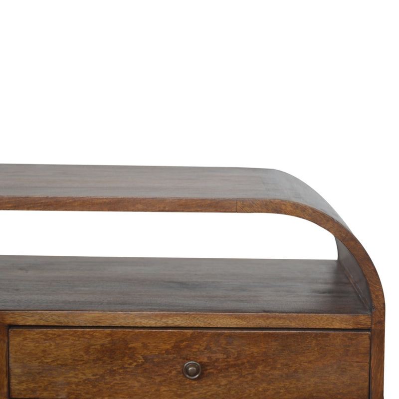 Chestnut Curved Edge Media Unit with 2 Drawers